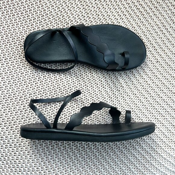 Women’s Ancient Greek Koralia Black Sandals 8 - Picture 3 of 3
